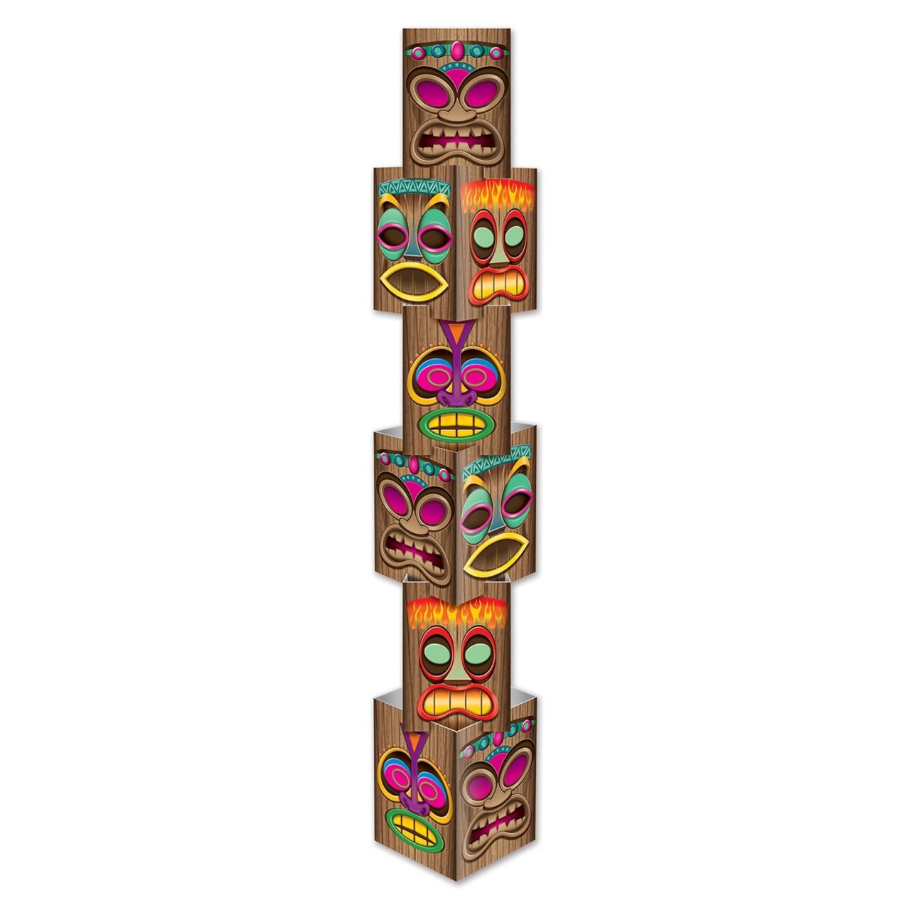 Party Central Pack of 6 Brown and Pink Polynesian Tiki Column Party Decors 5.75'